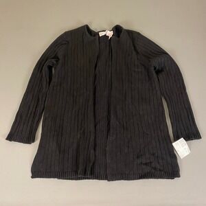 Meg Allen Liz Claiborne Cardigan Sweater Women's‎ XL Black Ribbed Knit Open NWT